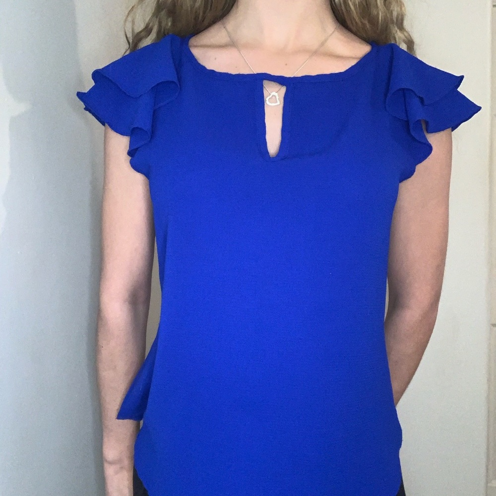 APRIL - Royal Blue Flared Sleeve T-Shirt